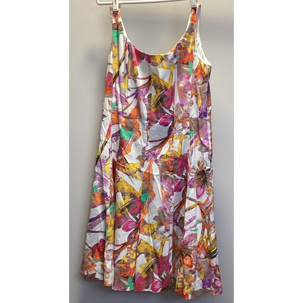 Nine West White Purple Floral Print Fit N Flare Dress Size 10